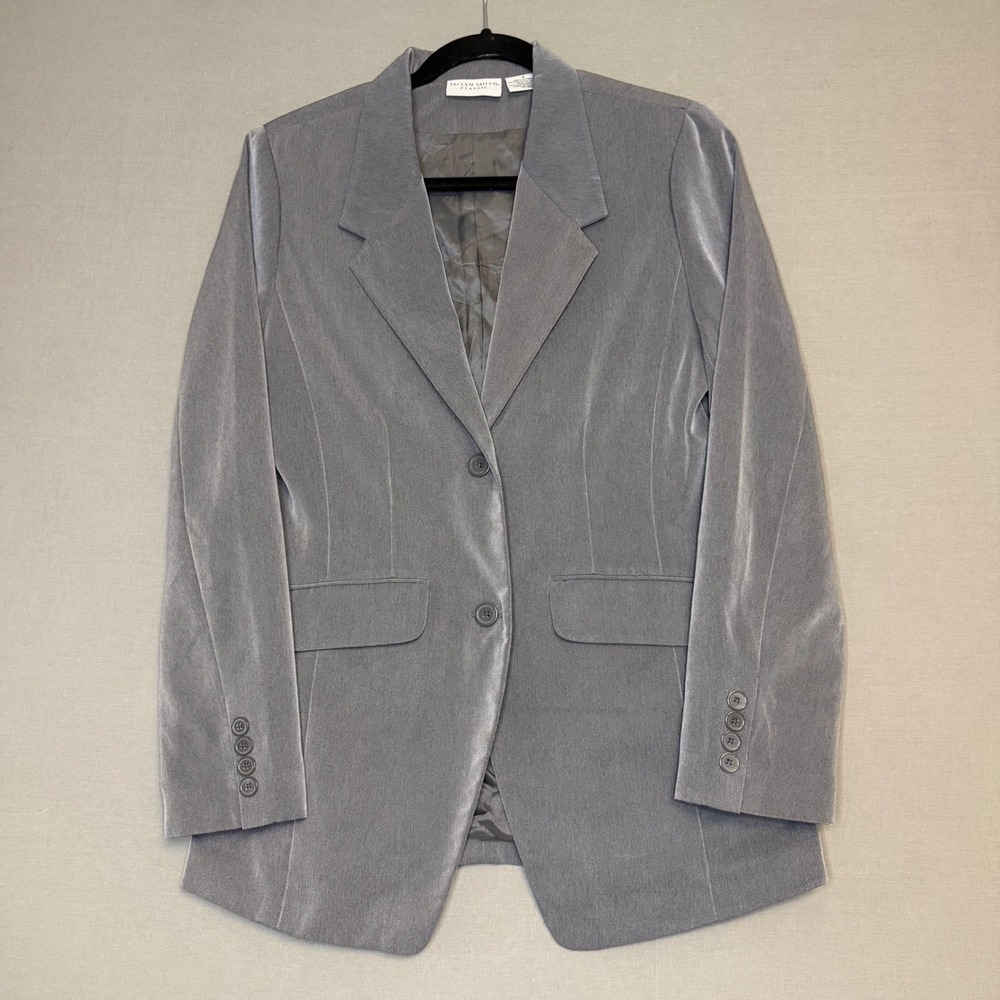 Jaclyn Smith Classic Gray Two Button Blazer Jacket Women Size 6 Lined